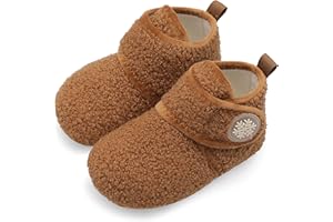Scurtain Unisex Kids Toddler Slippers Socks Artificial Woolen Slippers with Non-slip Rubber Sole