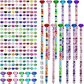 236 Pcs Beaded Garden Stakes DIY Kit Colorful Stainless Steel Fairy Wand Garden Stakes with Crystal Stopper Top and Large Hole Beads for Outdoor Decorations