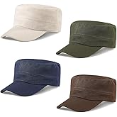 Glamorstar Unisex Cadet Army Hats 4 Pieces Military Flat Top Newsboy Cap
