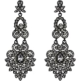 Flyonce Bridal Crystal Vintage Style Art Deco Chandelier Dangle Earrings for Women, Wedding Jewelry