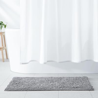 Amazon Basics Non-Slip Chenille Microfiber Bath Mat 53 x 87 cm Platinum
