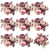 Yuxung 8 Bundles Artificial Peonies Flowers Boho Faux Flowers Arrangements Artificial Centerpiece Spring Bouquet Floral Wedding Decoration for Vase(Pink, Dark Pink)