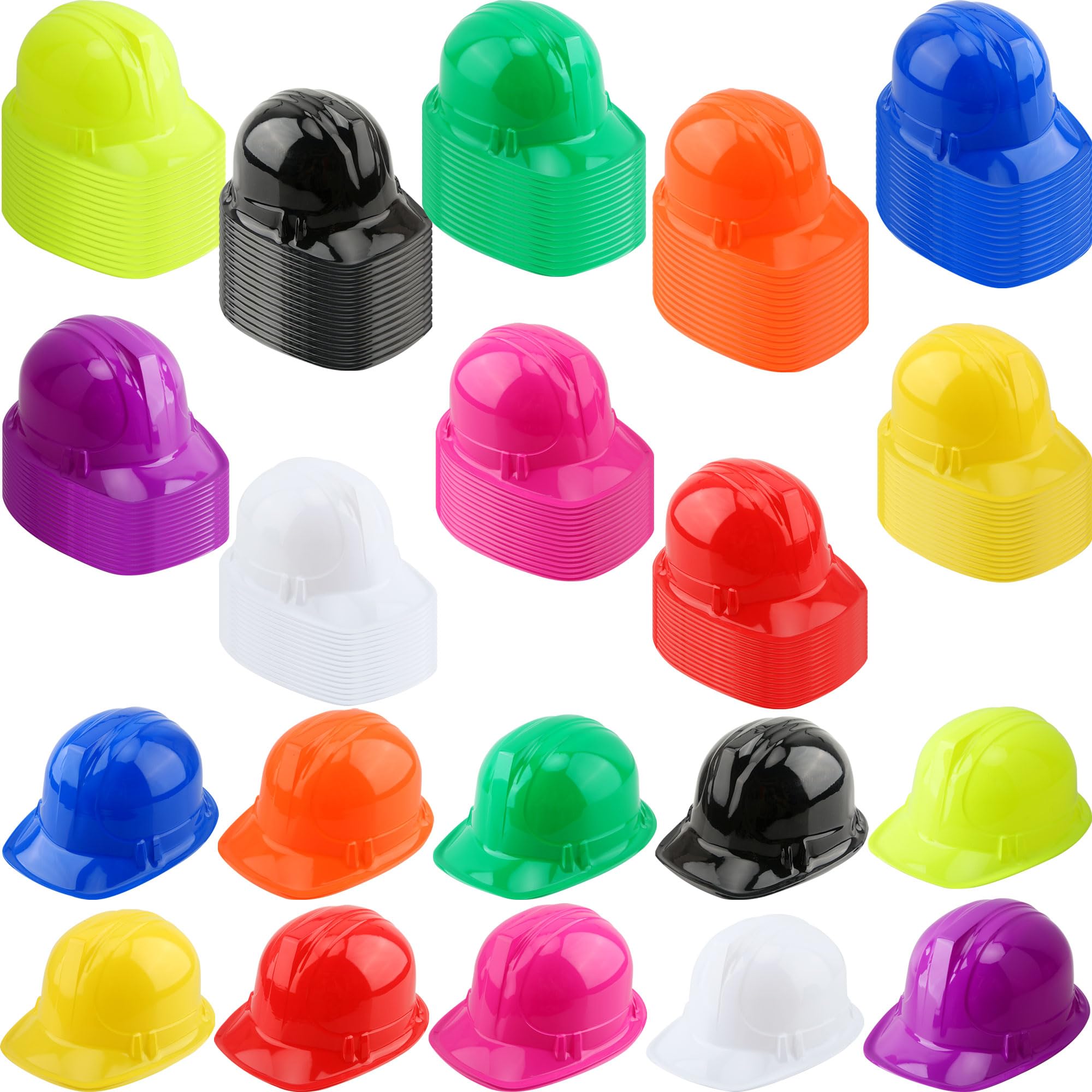 Photo 1 of 150 Pack Kids Plastic Construction Hat Bulk Worker Helmet Hard Hat Builder Hat for Boys Girls Construction Birthday Dress up Party Supplies (Color Style 2 (10 Colors))