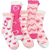 RBONIGHT Warm Cozy Valentines Gifts for Her Girlfriend Wife Women Girls-Fluffy Soft Fuzzy Pink Heart Socks-Valentines Basket Stuffers