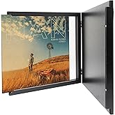 Hodeframe 12x12 in Vinyl Record Frames for The Wall,Black Album Frames for Vinyl Records with Real Glass,Front-Opening Album 