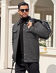 COOFANDY Men Jacket Casual Quilted Shirt Jackets