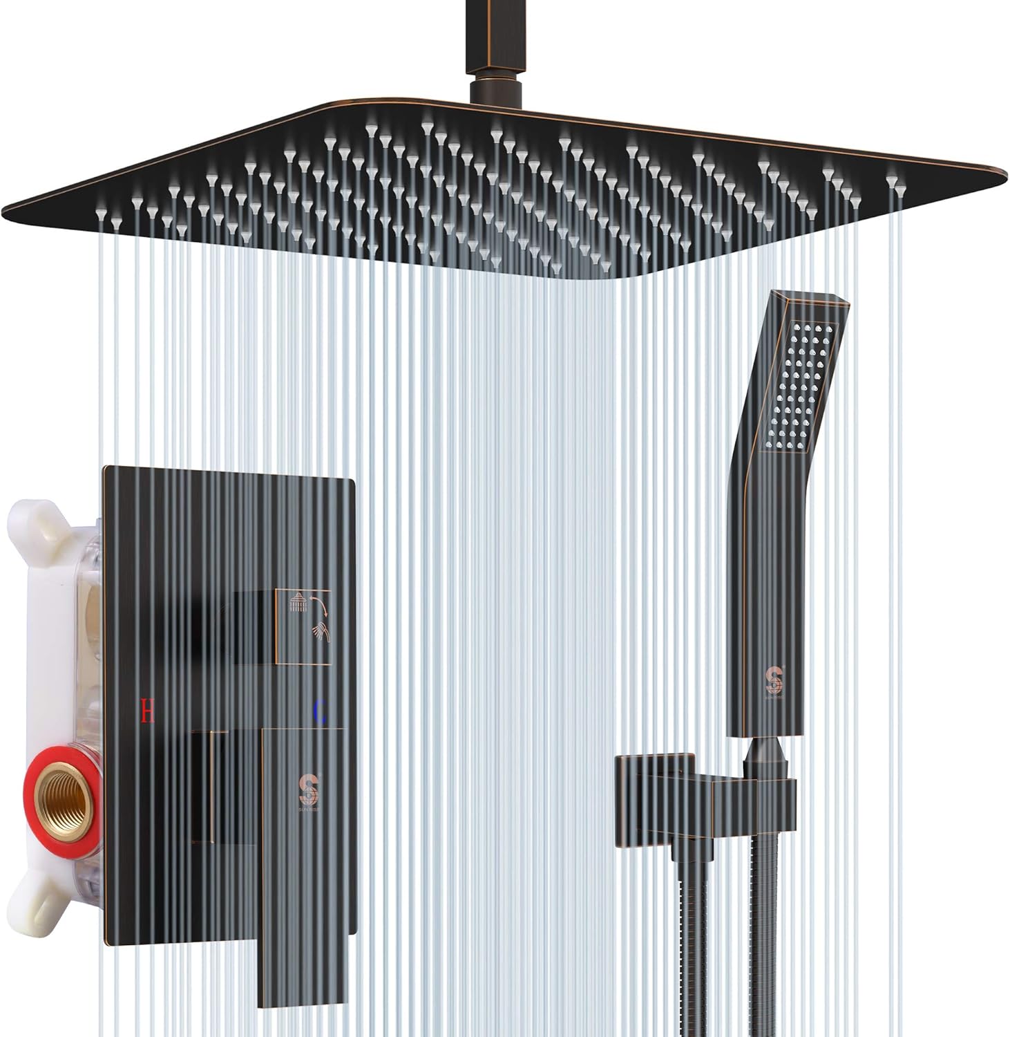 SR SUN RISE 16 Inches Oil Rubbed Bronze Shower Faucets Sets Complete