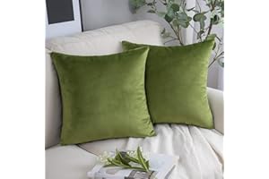 Phantoscope Pack of 2 Velvet Decorative Throw Decorative Pillow Cover Soft Solid Square Cushion Case for Couch Green 20 x 20 inches 50 x 50 cm