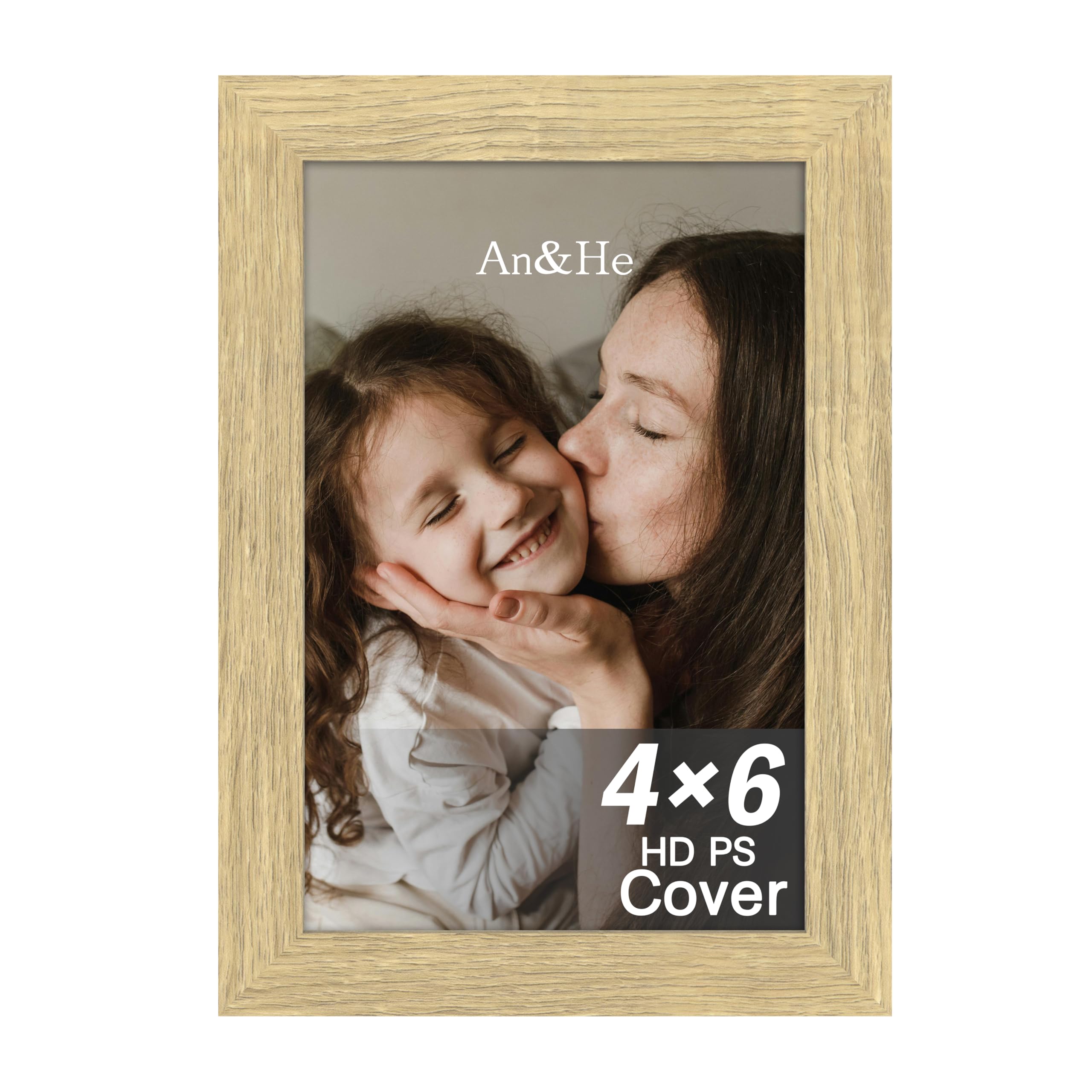 An&He 4x6 inch Picture Frame, Oak Simple Photo Frame for Decorative Artwork, Suitable for Tabletop, Desk, Bookshelf and Wall Display, Photo Gallery Decor