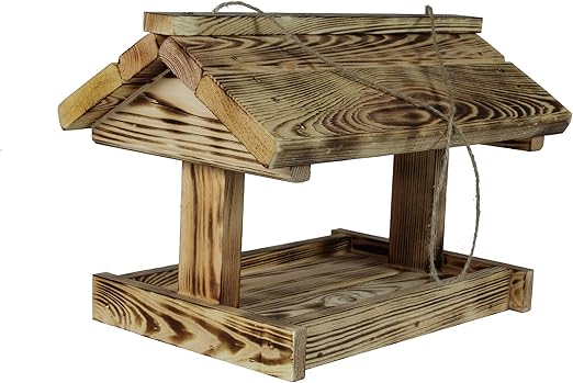 World Of Flowers Large Bird Feeder Charred Wood Amazon Co Uk
