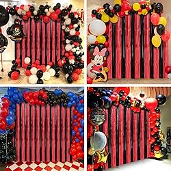 2 Pack Red and Black Foil Fringe Curtains Streamers