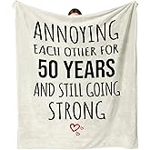 Dulkjio 50th Anniversary Blanket Gifts, 50th Anniversary Wedding Gifts for Couple, Golden 50 Year Anniversary Blanket Gifts for Dad Mom Parents, 50th Anniversary Decoration Throw Blanket 60"X50"
