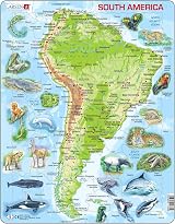 Larsen A25 South America Topographic Map Jigsaw Puzzle 65 Pieces Kids Adults view 1