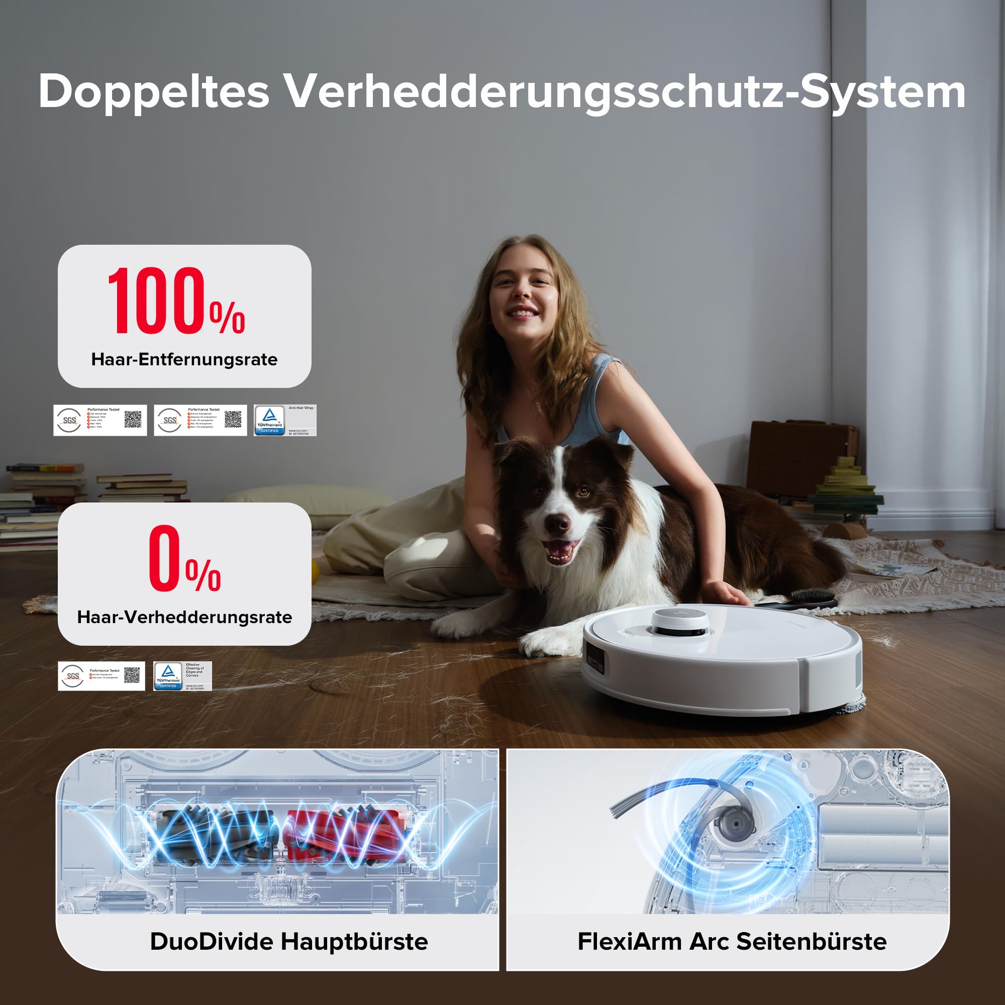 roborock Qrevo Curv Saugroboter mit Wischfunktion&Hebarem Wischmopp, Dual Anti-Tangle-System, AdaptiLift™ Chassis, 18.500Pa, 75℃ Heißwasser-Moppwäsche, Intelligente Schmutzerkennung&Sprachassistent