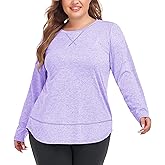 COOTRY Plus Size Workout Tops for Women Long Sleeve Shirts Breathable Dry Fit Athletic Gym Yoga Clothes