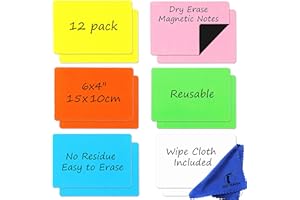 NAVY PENGUIN Dry Erase Magnets Set - 12 Pack - 6x4 in Whiteboard Magnetic Notes Planning Pads Labels - Large White Board Magnet Strips Name Tags for Home, Office and Classroom (12, 6x4 in)
