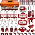 SAFBY Lockout Tagout Kit Electrical Loto - Clamp-On Circuit Breaker Lockout, Group Lockout Hasps, Lockout Tag, Universal Multi- Pole Breaker for Kit Station (Box Orange Kit)