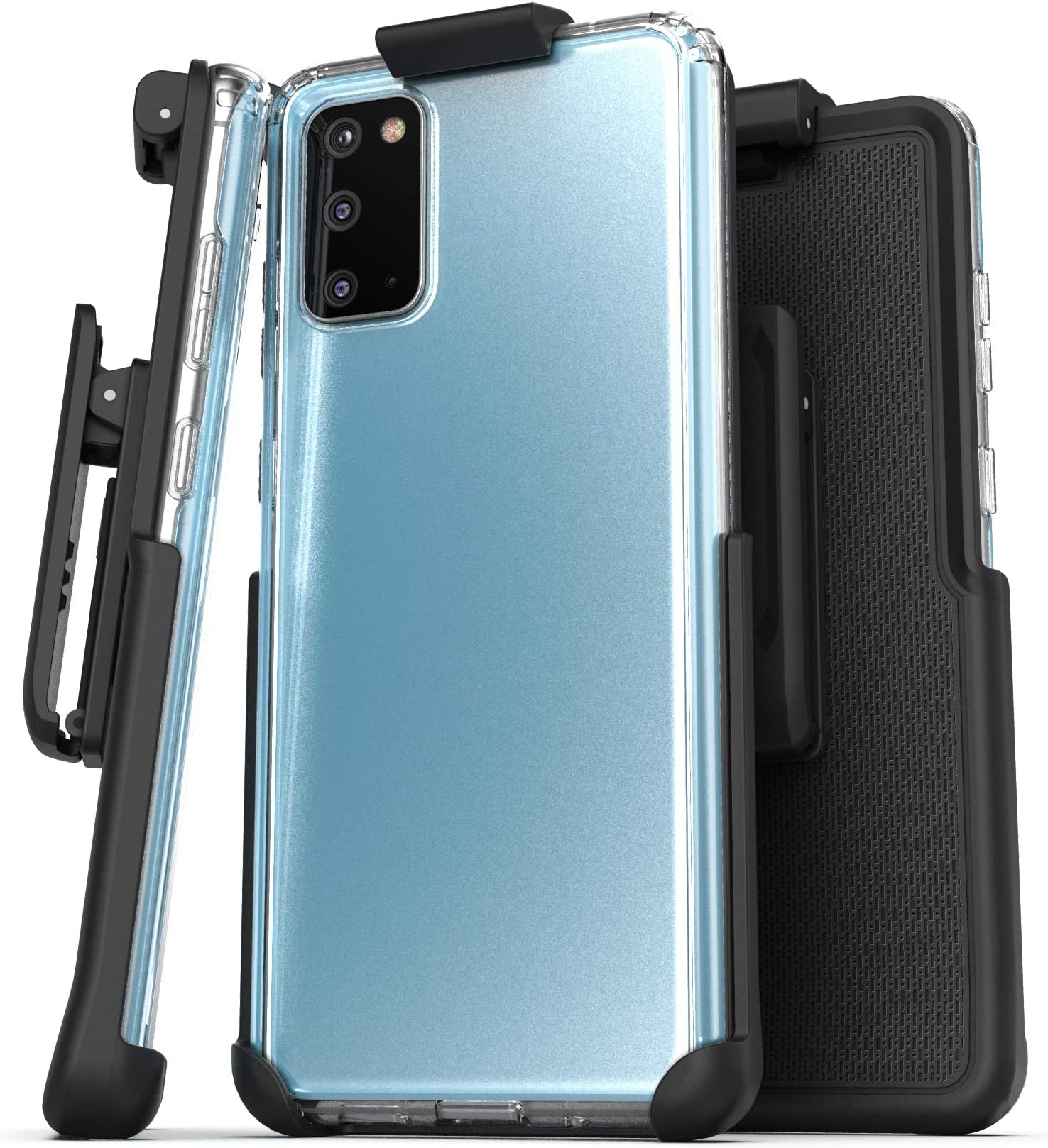 Encased Galaxy S20 Belt Clip Case (2020) Slim Clear Back Cover with Holster (Samsung S20)