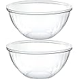 PLASTICPRO Disposable 150 Ounce Round Crystal Clear Plastic Serving Bowls for Snack or Chip ,Candy Dish, Party Salad Container Pack of 2