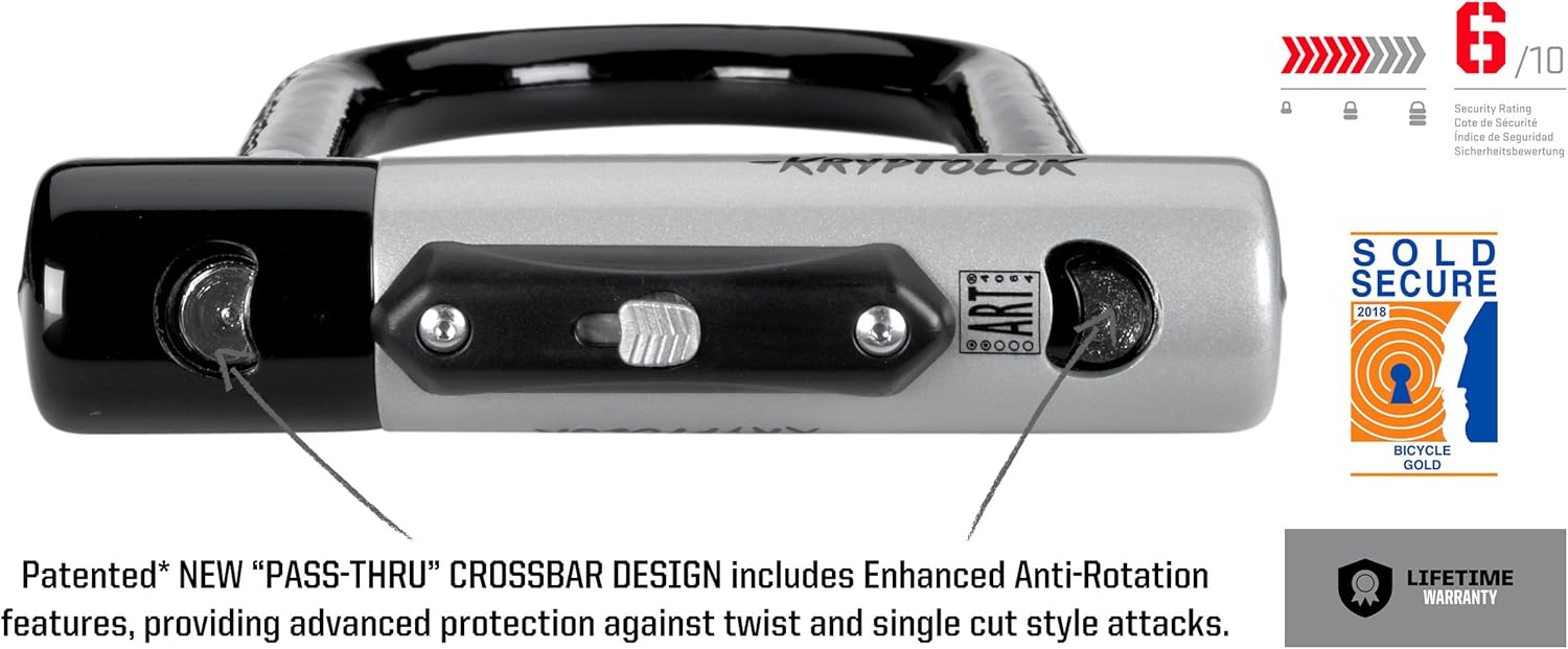 Kryptonite Kryptolok Standard Bike U-Lock with Cable, Heavy Duty Anti-Theft Bicycle U Lock - Image 5