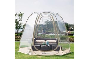 Alvantor Pop Up Bubble Tent - 10’ x 10’ Instant Igloo Tent - 4-6 Person Screen House for Patios - Large Oversize Weather Proof Pod - Cold Protection Camping - Beige