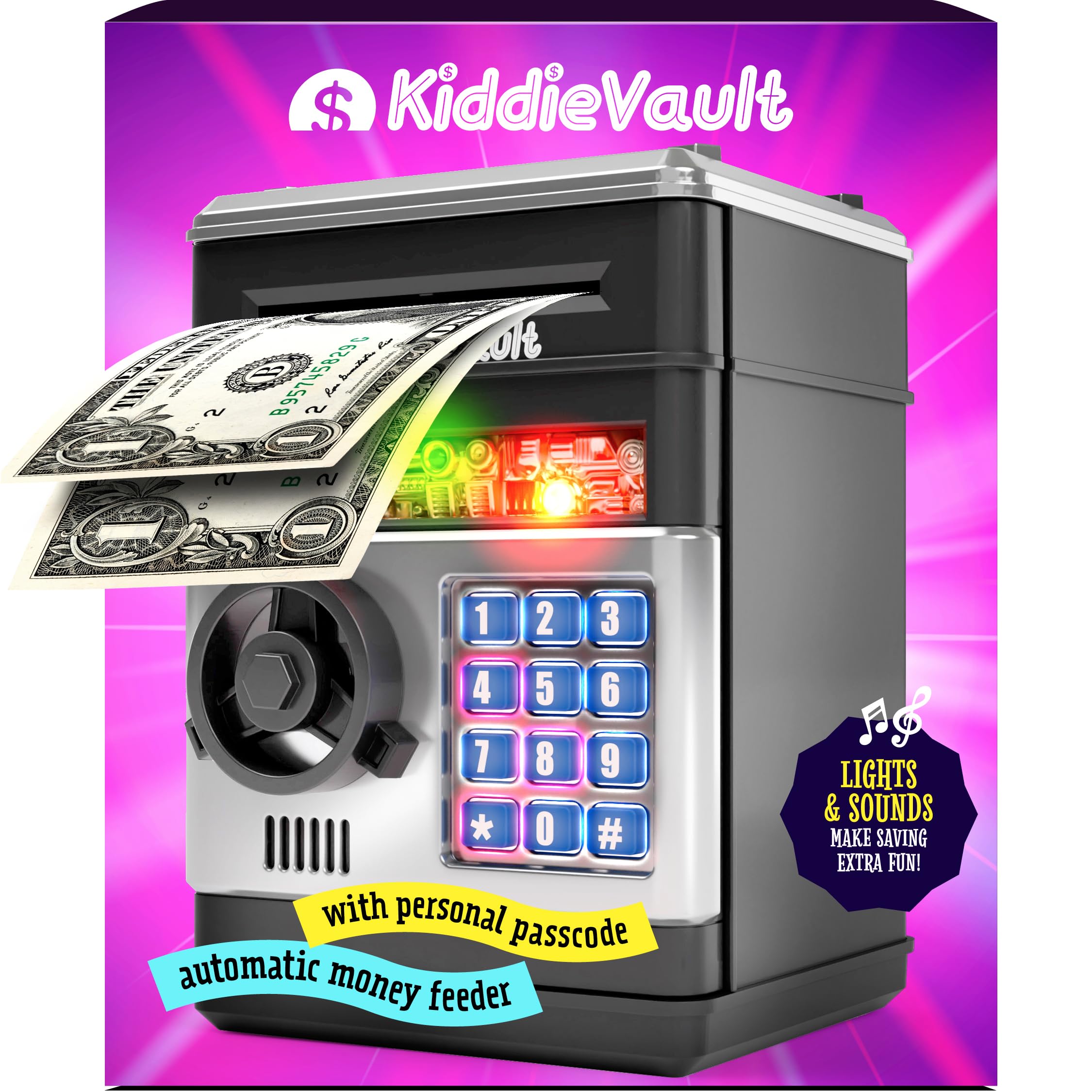 Photo 1 of Piggy Bank for Kids - Electronic Money Saving Box w/Code- ATM Safe - Toy Coin Bank - Boys Toys for Age 3, 4, 5, 6, 7, 8, 9 - Birthday Gifts for 8, 9, 10, 11, 12 Year Old Boy and Girl