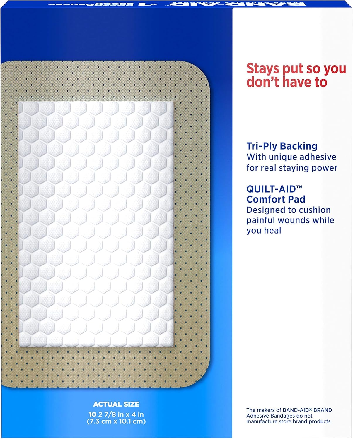 Band-Aid Brand Tru-Stay Adhesive Pads, Large Sterile Bandages for Wound Care, Large Size, 10 ct: Health & Personal Care