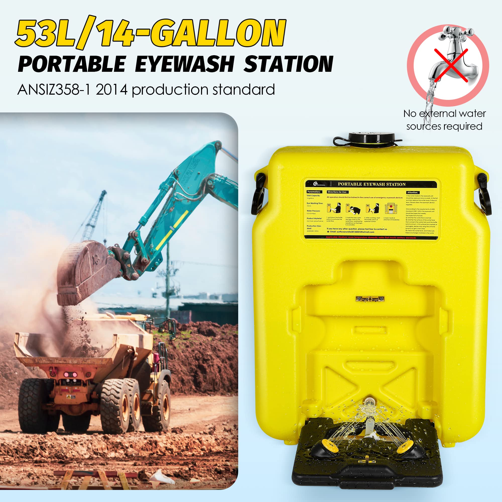 CGOLDENWALL Selfcontained Eye Wash Station Portable Emergency Eyewash