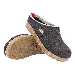 HAFLINGER Unisex Open Back Slippers, Grey, 11 US Men