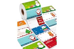 Greingways 500 Christmas Name Tags Stickers - Self Adhesive Labels for Gifts, Bags, Boxes, Wrapping Paper, Christmas Gift Tags Xmas Labels for Gifts Bags Boxes Xmas Holiday Wrapping Paper