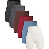 JaGely 6 Pcs Women Workout Shorts Seamless Ribbed High Waisted Spandex Biker Gym Yoga Butt Lifting Shorts Summer