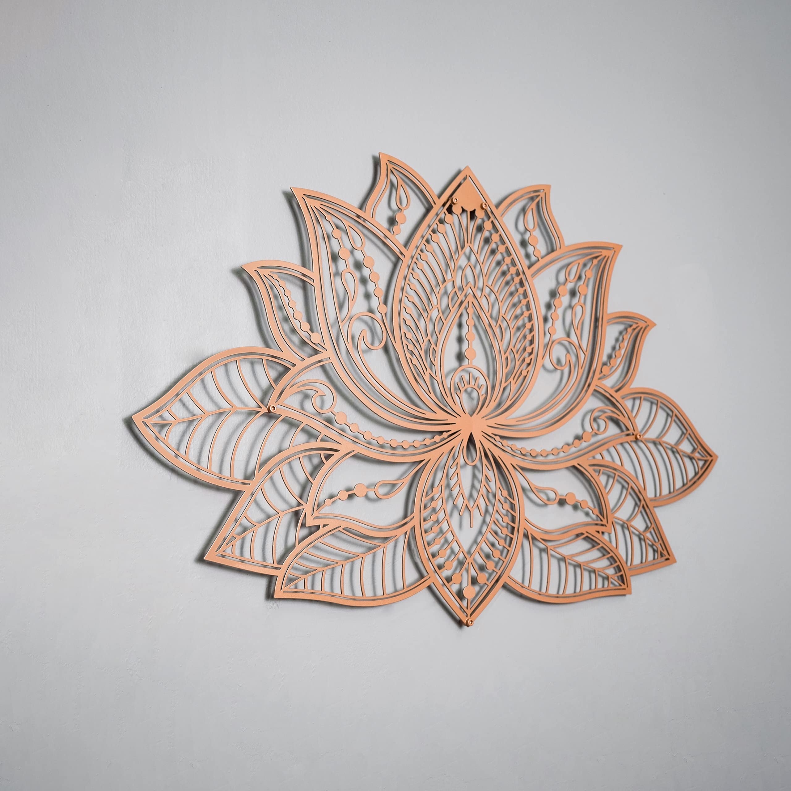 iwa concept 3D Mandala Metal Wall Decor | Lotus Flower Decoration for Homes | Bedroom Metal Wall Art | Office Decor | Living Room Decor | New Year Gift | (26.3" x 17" | 67 x 43 cm, Copper)