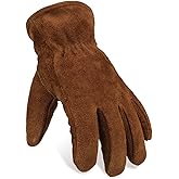 OZERO Men Women Winter Work Gloves Insulated Snow Cold Proof Leather Glove Thick Thermal Imitation Lambswool - Extra Grip Flexible Warm for Working in Cold Weather (Brown,Small)
