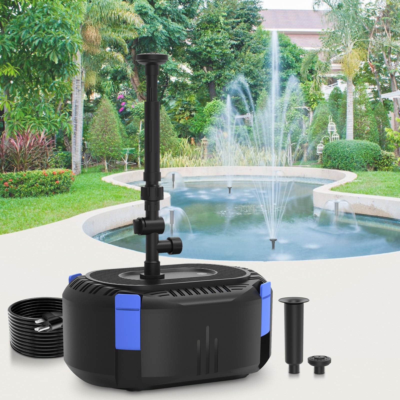 Photo 1 of AquaMiracle All-in-One Fountain Kit with 3 Spray Patterns, Koi Pond Filters for Outdoor Ponds 200-350 Gal, 400GPH Pond Fountain Pump for Garden, Water Feature, Bird Baths
