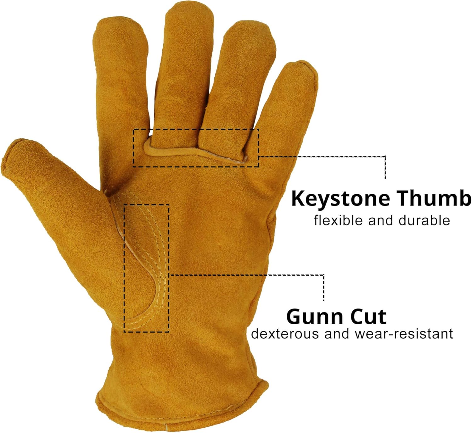 OZERO Work Gloves Winter Insulated Snow Cold Proof Leather Glove Thick Thermal Imitation Lambswool - Extra Grip Flexible Warm for Working in Cold Weather for Men and Women (Gold,X-Large): Home Improvement
