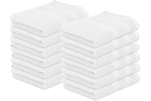 BEN KAUFMAN SALES CO Kaufman - Premium Washcloth Set of 12 (13x13 Inches) 100% Cotton Ring Spun, Highly Absorbent, Durable and Ultra Soft Feel Wash Cloths Essential for Bathroom, Spa, Gym, and Face Towel (12PK)