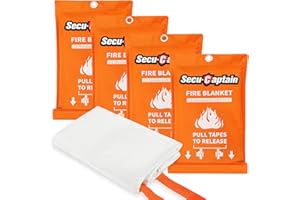 SecuCaptain Emergency Fire Blanket for Home and Kitchen - 4 Pack 40"x40" Flame Supppression Fiberglass Fire Blankets for House Camping Car Office Warehouse Survival Safety