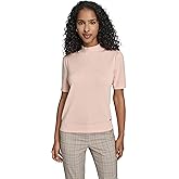 Tommy Hilfiger Womens Solid Puff Sleeve Mockneck Short Sleeve Sweater