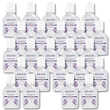 Amazon Com Seratin Hand Sanitizer 70 Ethanol Alc And Lavender Extract Instant Dry Non Sticky Rinse Free 24 Pack 3 38 Oz Bottle Small 3 38oz Individual Pocket Beauty