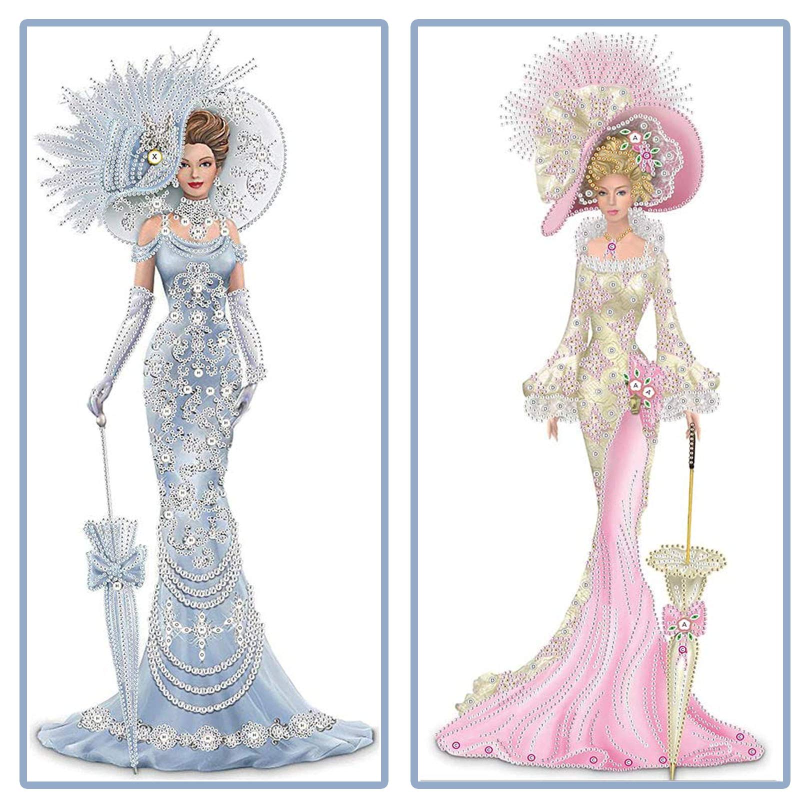 VAVCASE 2 Pack DIY 5D Diamond Art Painting Kits, Special Shaped Rhinestones, Partial Drill Lady with Hat Crystal Diamond Art Crafts Kits (12x24 inch)