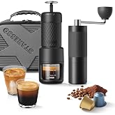 STARESSO 2026 Espresso Travel Kit, Portable Espresso Maker with Grinder | Manual Coffee Machine Compatible with Ground Coffee &amp; NS Original Pods, No Power Needed, Travel Case for Camping Hiking