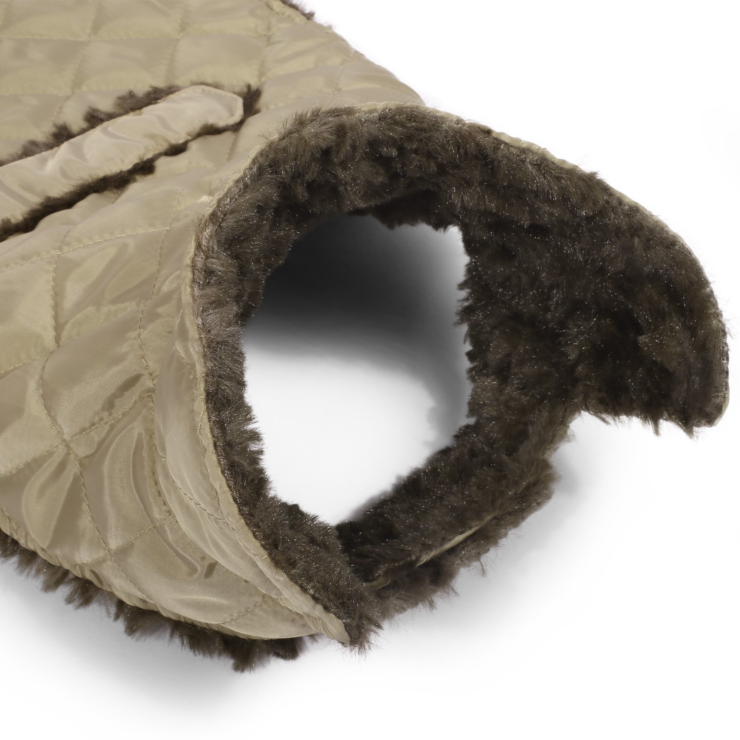 Pecute Dog Jacket Winter Warm Soft Fleece Liner Pet Vest with Strap Closure Light Tan L