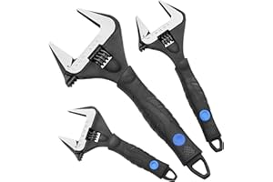 MAXPOWER 6 8 10 inch Adjustable Wrench Set, Wide Jaw Capacity 35mm 40mm 50mm (1.4" 1.6" 2")