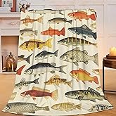 Fish Blanket Fishing Throw Blanket Soft Cozy Warm Fuzzy Fleece Lightweight Plush Merch Fish Decor Gifts Lover for Man Woman Boy Girl Couch Bedding Sofa 50"X40"