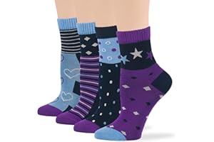 7BIGSTARS KINGDOM Women's Viscose Bamboo Quarter Diabetic Extra Wide Fashion Socks-L-M-4 Pack-Multicolor
