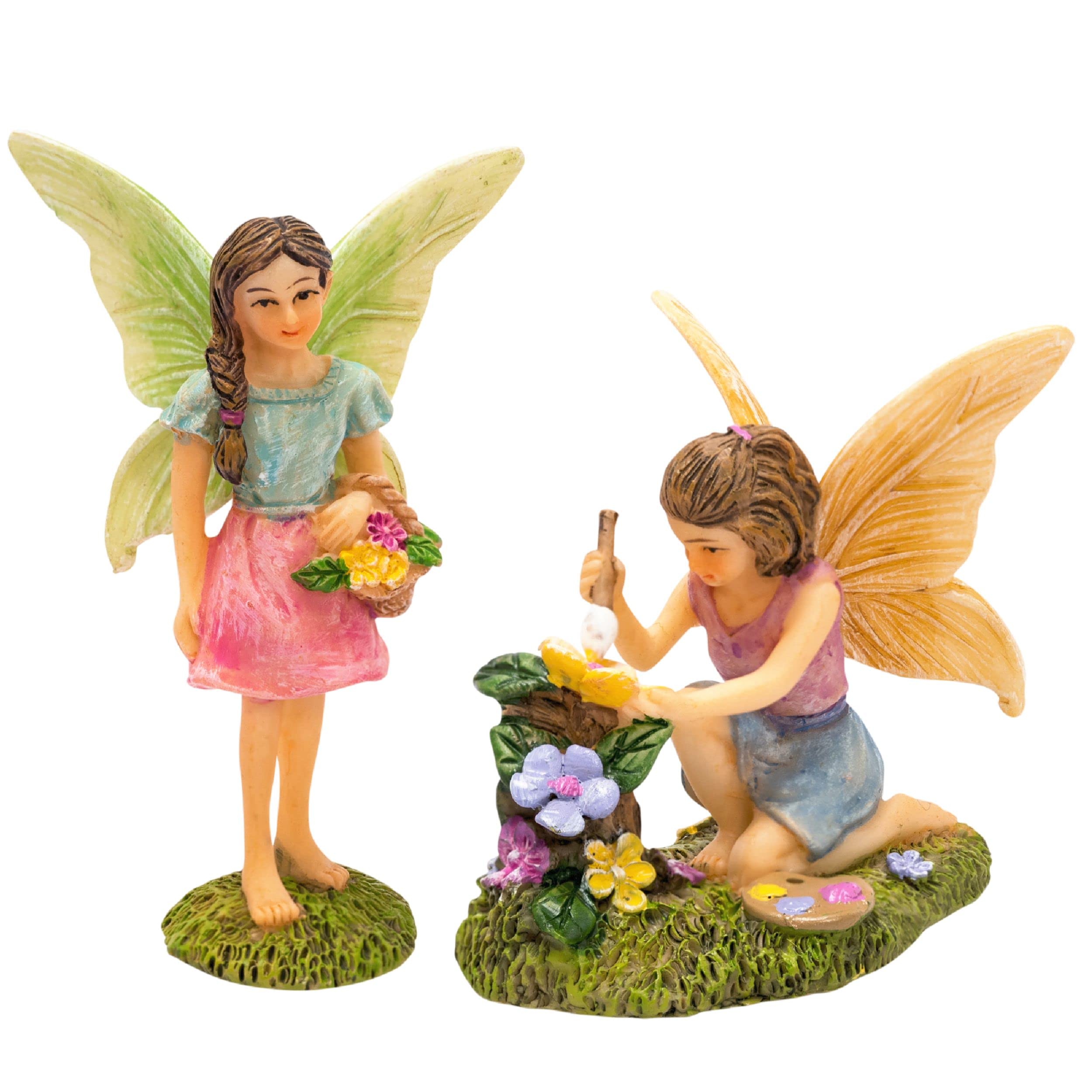 PRETMANNS Fairies for Fairy Garden - Colorful Accessories for an Indoor or Outdoor Miniature Garden - An Adorable Figurine Kit - 2 Pieces