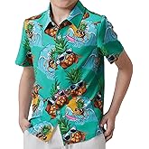 Giggling Getup Hawaiian Shirts for Boys Kids Casual Short Sleeve Button Down Summer Beach Shirt