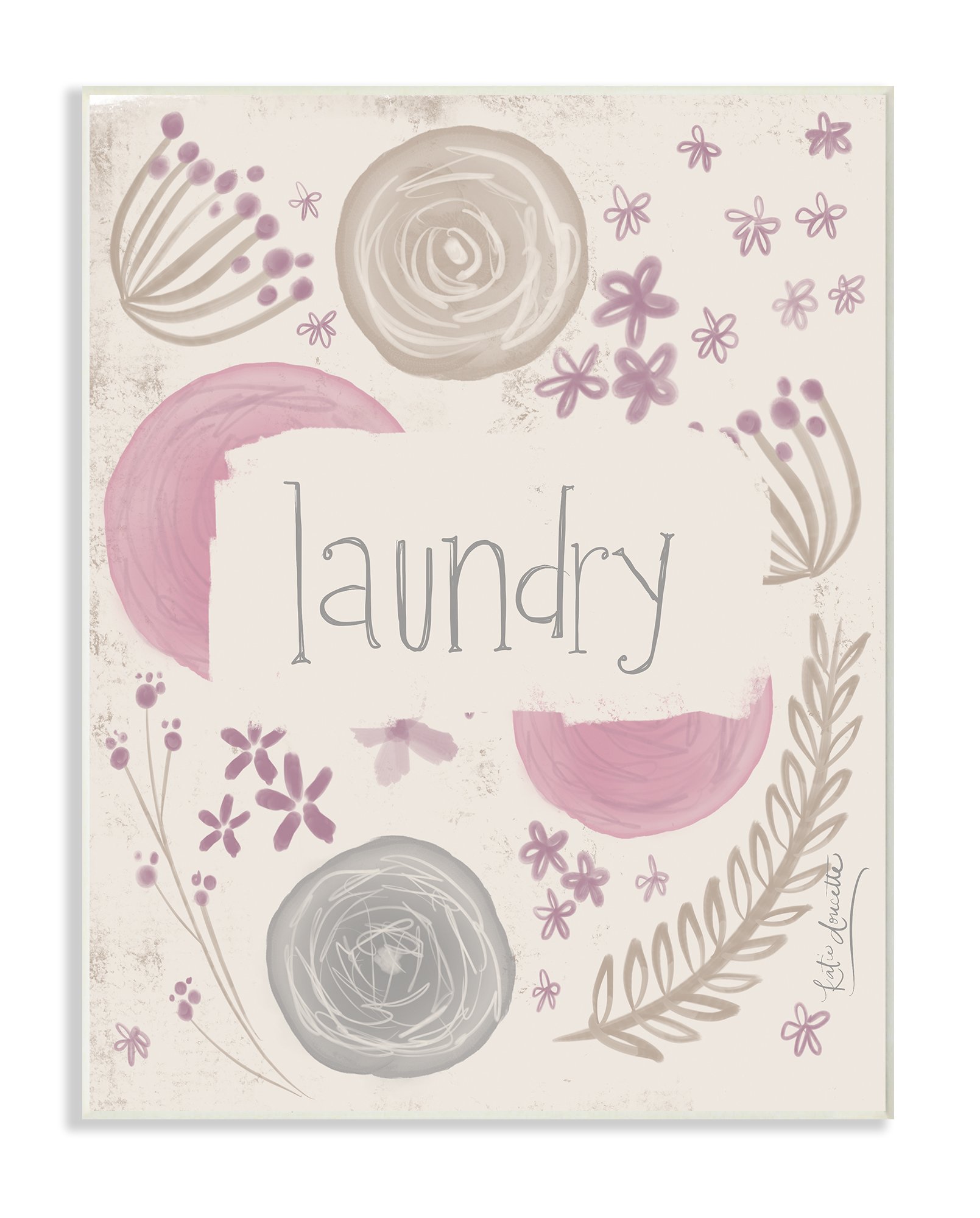 Stupell Industries Purple Botanical Illustration Laundry Wall Plaque Art, 10 x 0.5 x 15, Proudly Made in USA