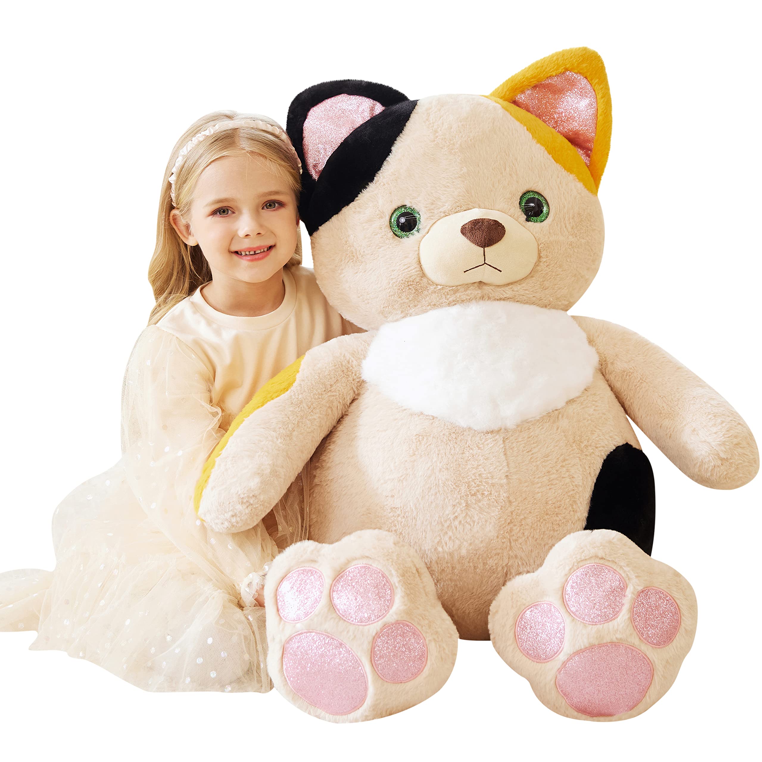 EARTHSOUND Giant Cat Stuffed Animal Plush Toy,30" Large Kitten Jumbo Cute Soft Toys,Big Size Huge Fluffy Plushy Oversized Fat Plushie,Gifts for Kid Image