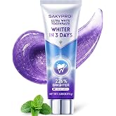 SAKYPRORAL Purple Whitening Toothpaste, Dual Enzyme Stain Removal, 3.88oz | Fluoride &amp; Peroxide Free, Whiter in 3 Days, 14-Hour Fresh Breath, Enamel-Safe, Color Correction